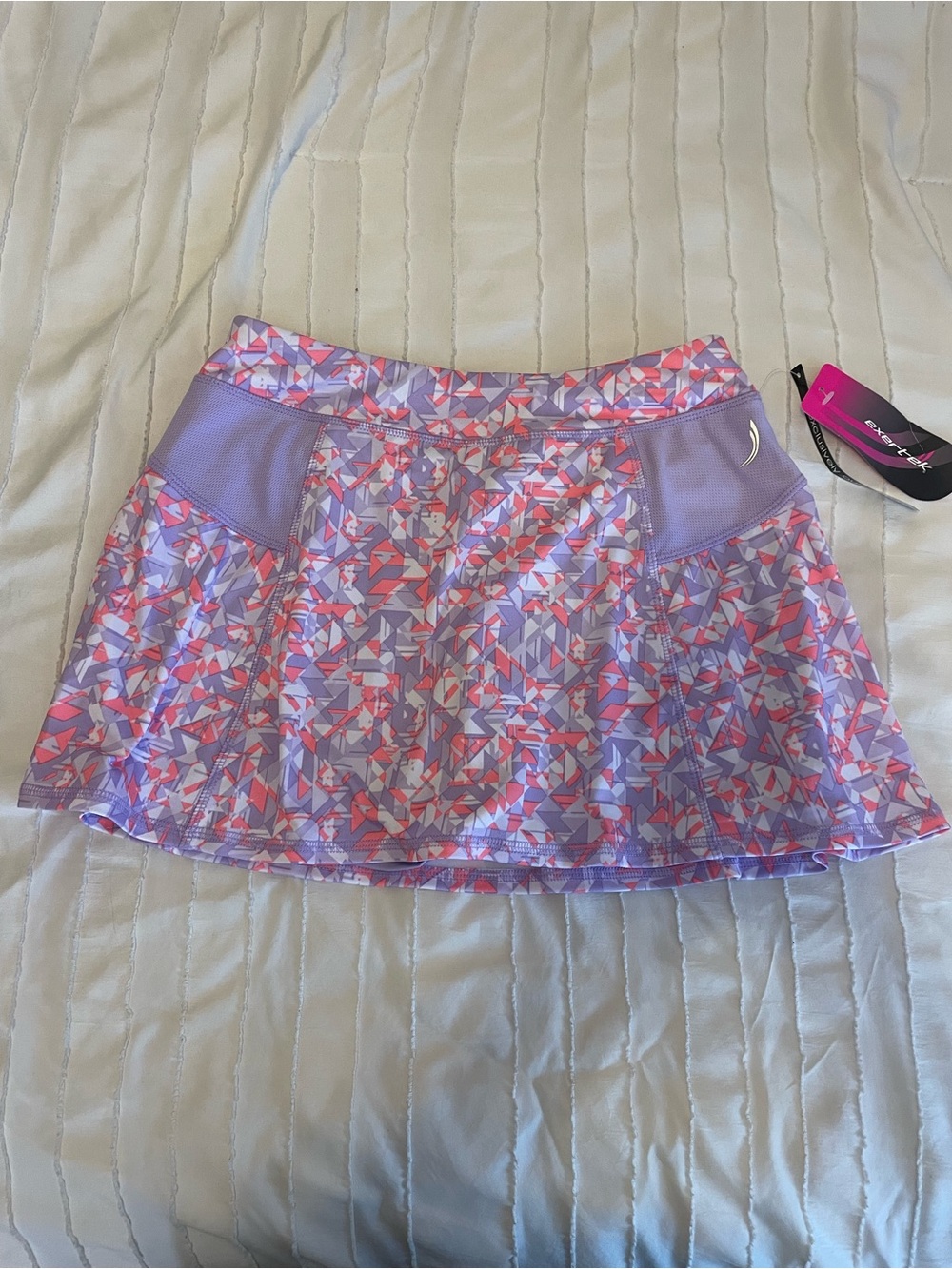 Lilac Geometric Print Active Skort - Kids Athletic Skirt